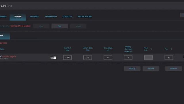 Настройка AMD VEGA56 монета DYNEXDNX майнер SRBMiner Multi VEGA 2.3.5 на RaveOS