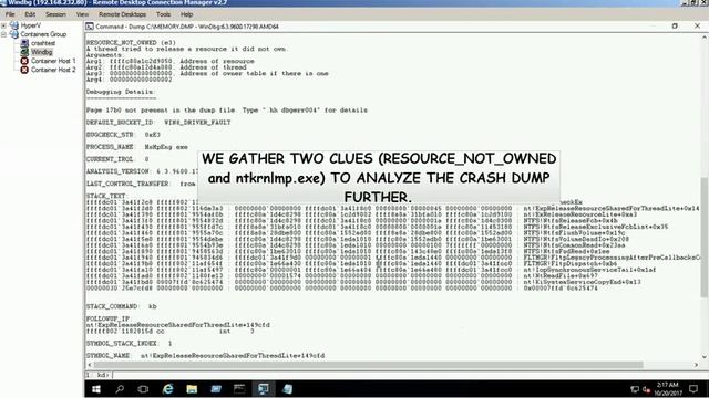 Analyzing Windows crash dump using WINDBG смотреть онлайн