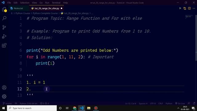 Tutorial 25 | range() function and for with else in Python?? | Complete Python Course смотреть онлайн