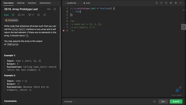 LeetCode 2619. Array Prototype Last смотреть онлайн