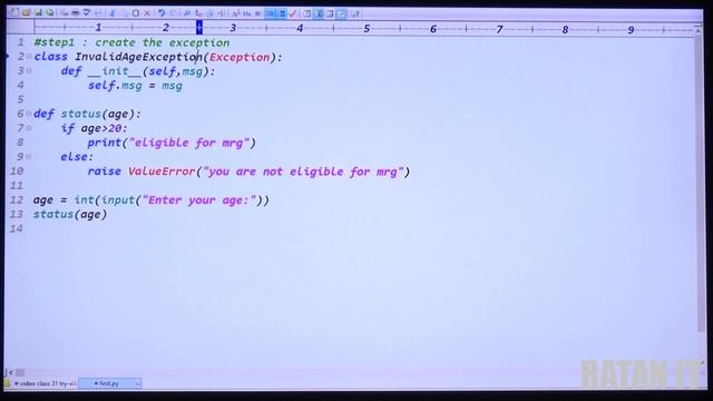 Python Tutorial || Video class-36 ||Exception Handling PART-6 || raise keyword || By Ratan sir смотреть онлайн