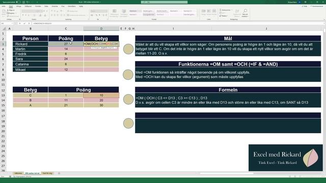 Excel - OM mellan två tal (Ex mellan 1-10 ger ett A, 11-20 ett B) смотреть онлайн