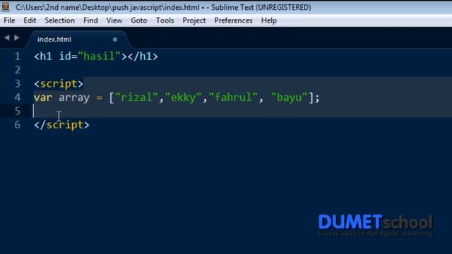 menambahkan nilai array dengan metode push javascript смотреть онлайн