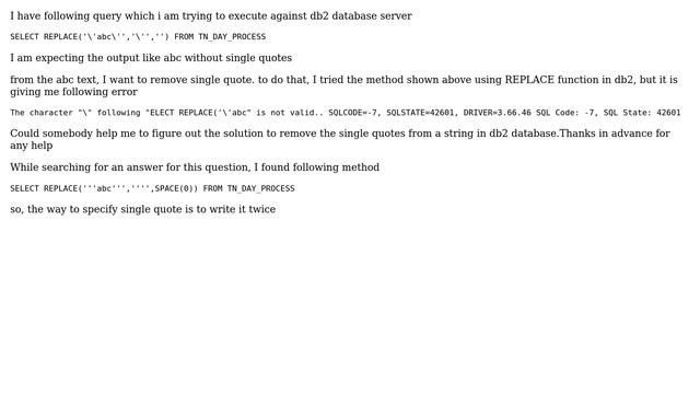 Databases: Remove single quotes from db2 column name смотреть онлайн