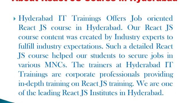 React JS Training in Hyderabad смотреть онлайн