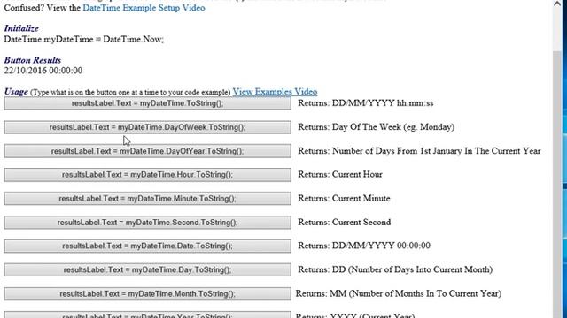 DateTime Properties Examples смотреть онлайн