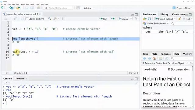 Get Last Value of Vector in R (2 Examples) | Extract / Access Bottom Element of Array смотреть онлайн