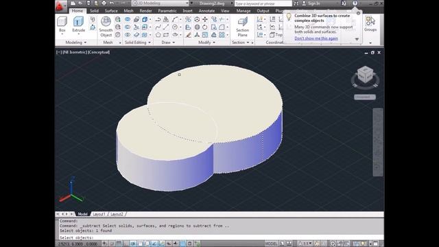 AutoCAD Tutorial How To SUBTRACT And INTERSECT смотреть онлайн