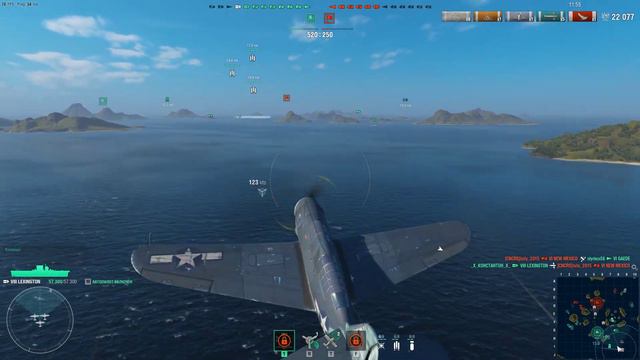 World of Warships - Край вулканов "Случайный бой" - Авианосец - 8 ур - Lexington смотреть онлайн
