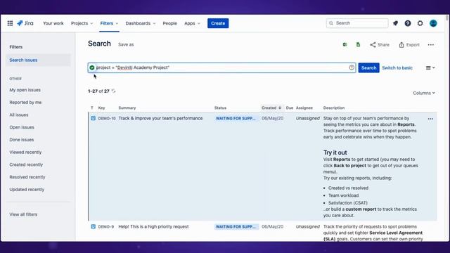 How to Search for Issues in Jira With JQL Filters #DevinitiAcademy ? смотреть онлайн
