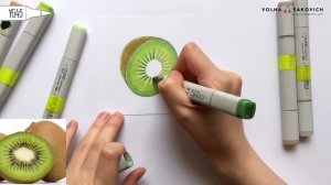 Урок по рисованию маркерами для новичков #1 / Рисуем киви