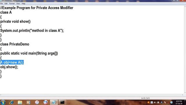 Private access modifier in java||JAVA in Telugu Lecture-49 смотреть онлайн