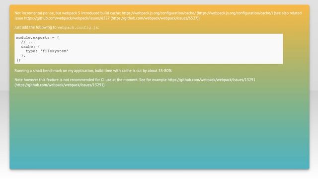 How to do incremental builds with Webpack, across each invocation from the command line? смотреть онлайн