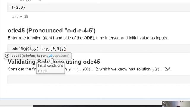 Using ode45 in Matlab смотреть онлайн