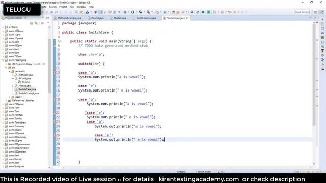 TELUGU - Java for selenium testers, nested condition, Switch cases in java, if-else if - class 5 смотреть онлайн