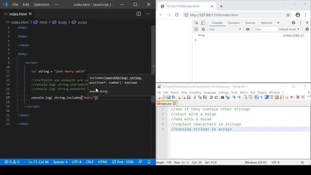 Strings startsWith, endsWith, includes, split, replace, replaceAll смотреть онлайн