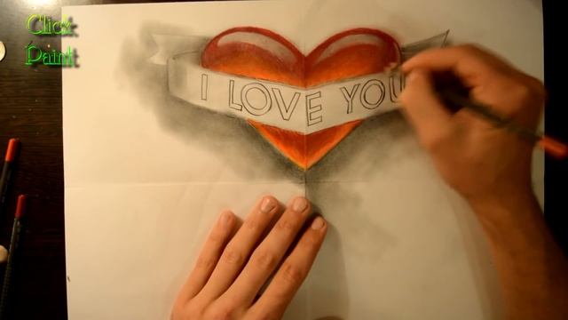 3D Рисунок СЕРДЦЕ ❤️как нарисовать ИЛЛЮЗИЮ I LOVE YOU #3D смотреть онлайн