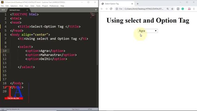 Select Tag in HTML in hindi | Option tag with all attributes | HTML5 Tutorial in hindi | Part-12 смотреть онлайн