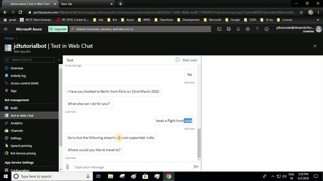 Create Flight Booking Core Bot using Azure Bot Service смотреть онлайн