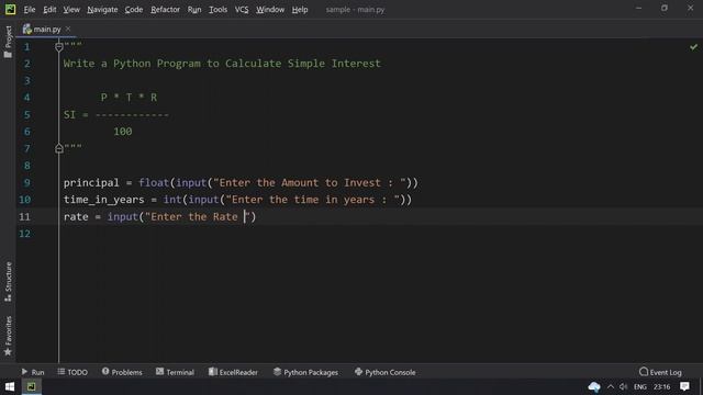 Write a Python Program to Calculate Simple Interest смотреть онлайн