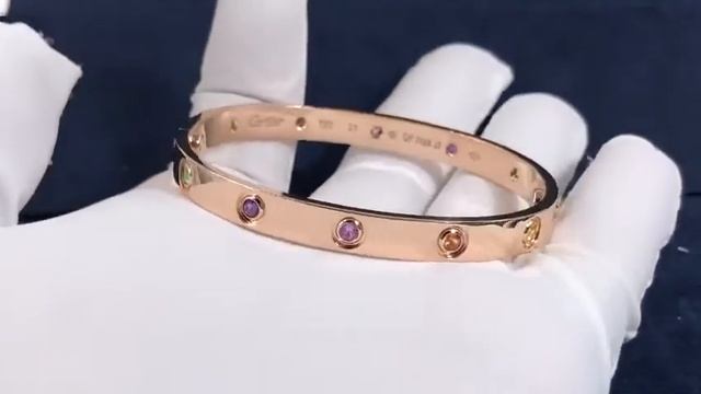 Cartier Love Bracelet Pink Gold, Sapphires, Garnets, Amethysts Bracelet Custom Made