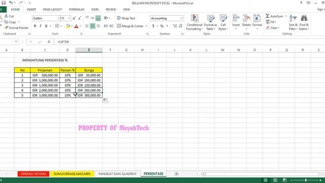 Belajar Microsoft Excel | PERSENTASE % | SIN,COS & TAN (TRIGONOMETRI) смотреть онлайн