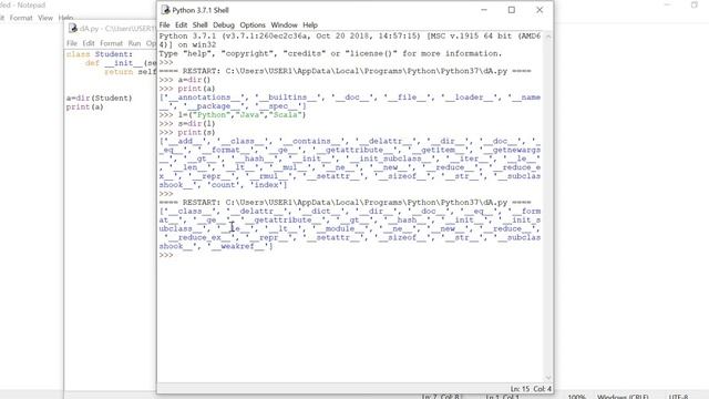 dir( ) function Example in Python смотреть онлайн