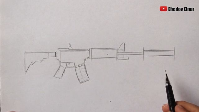 Как нарисовать Автомат М-4 А1 смотреть онлайн