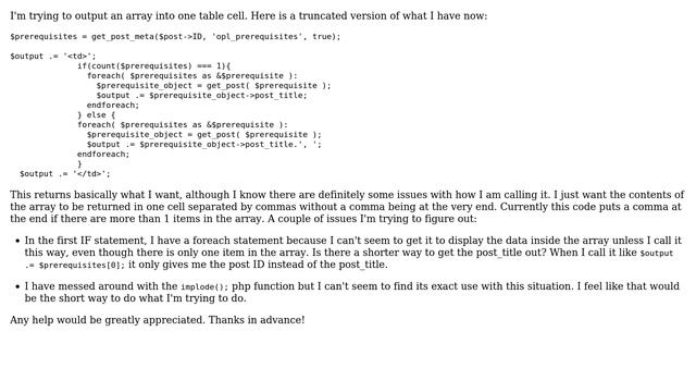 Wordpress: Output array into one table cell (2 Solutions!!) смотреть онлайн