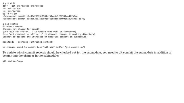 Unix & Linux: Git submodule shows new commits, submodule status says nothing to commit смотреть онлайн