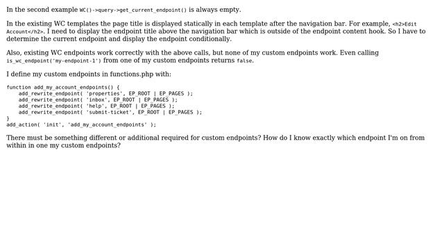 Wordpress: Get current WooCommerce endpoint not working смотреть онлайн