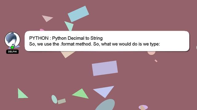 PYTHON : Python Decimal to String смотреть онлайн