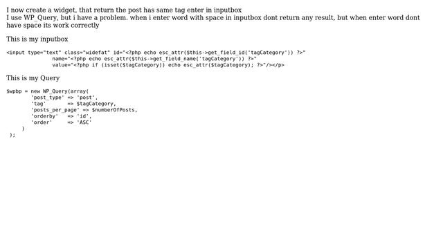 Wordpress: When variable value have space between word, doesnt show any result WP_Query смотреть онлайн