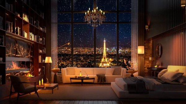 A Cozy Night in Cozy Apartment in Paris - Smooth Piano Jazz Music for Relax, Study and Sleep.