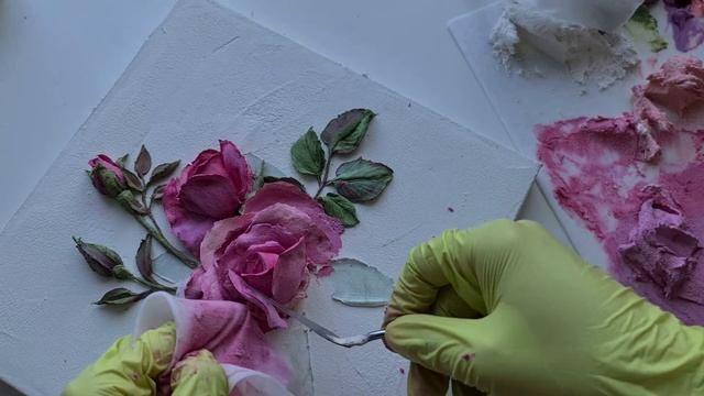 Скульптурная живопись, розы из декоративной штукатурки. смотреть онлайн