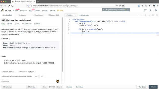 LeetCode in Python 643. Maximum Average Subarray I - Michelle小梦想家 смотреть онлайн