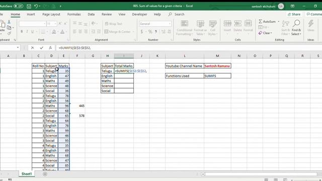 How to add numbers under a given criteria or condition in excel (xls) In Telugu смотреть онлайн