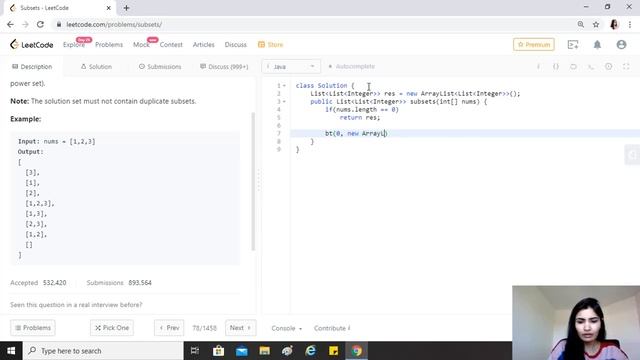 Leetcode 78. Subsets [ Backtracking Algorithm + Code Explained] TC - O( N * 2^N) смотреть онлайн