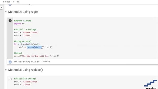 Python | Remove the given substring from end of string-using Regex смотреть онлайн