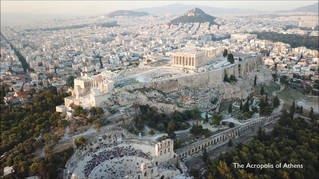 Drone flight over the Acropolis of Athens смотреть онлайн