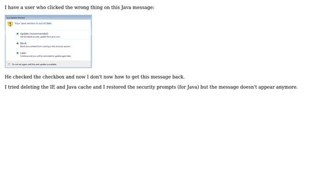 Get "Java Update Needed" message back смотреть онлайн