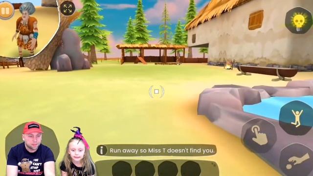 Училка Мисс Ти в каменном веке! Новая игра Scary Teacher!