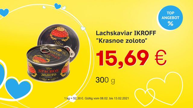 Lachskaviar IKROFF "Krasnoe zoloto" // Top Angebote Mix Markt 08.02.-13.02.2021 смотреть онлайн
