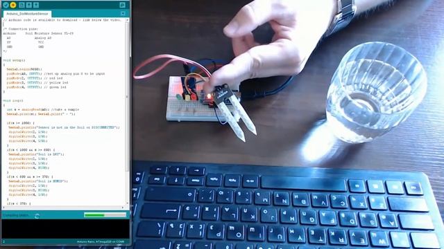Тест датчика влажности почвы с Arduino смотреть онлайн