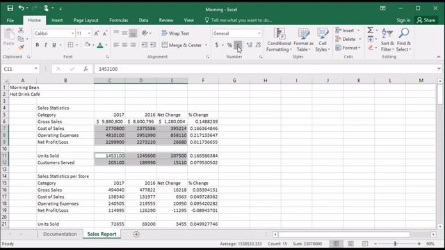 211 How to apply comma sytle to numbers in Excel 2016 смотреть онлайн
