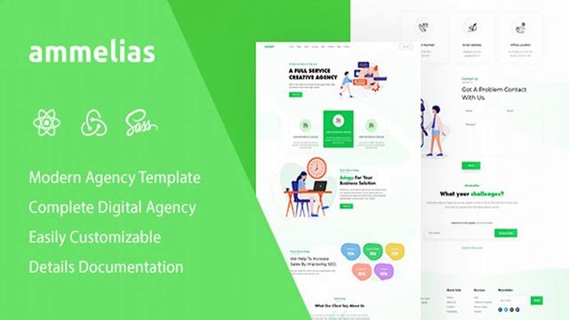 Ammelias - React Material UI Digital Agency Template | Themeforest Website Templates and Themes смотреть онлайн