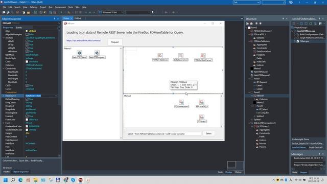 Loading Json data of Remote REST Server to FDMemTable for Query with Rad Studio Delphi смотреть онлайн