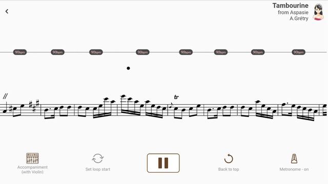 Tambourine from Aspasie | A.E.M.Grétry【 Violin Sheet Music 】 смотреть онлайн