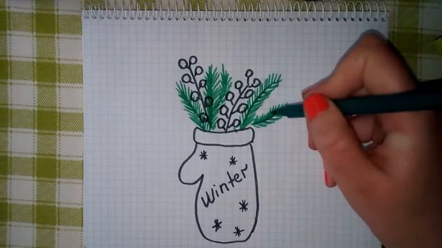 Как нарисовать Новогоднюю рукавичку смотреть онлайн