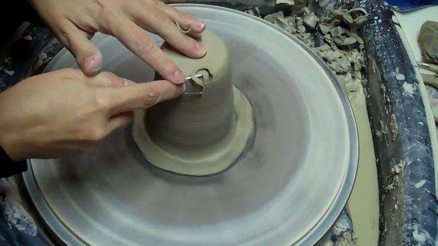 Day 36 Hobby Potter - Throwing A Cup, Handbuilding Surfboard Handle On #33 Cup